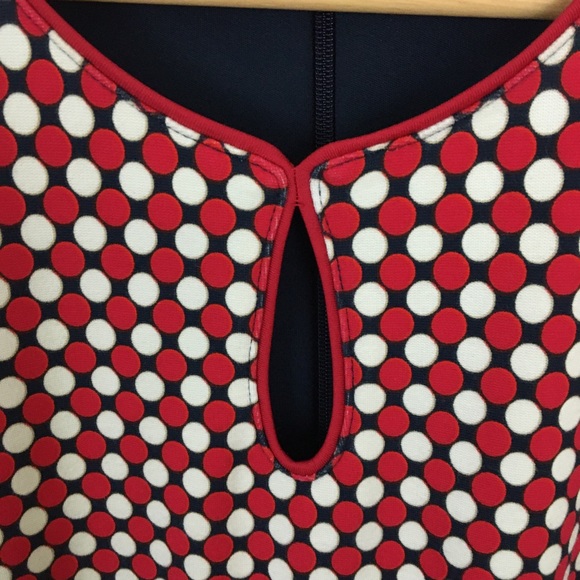 Lands’ End Dress Womens 6P Red White Blue Sleeveless Polka Dot Sheath - Picture 3 of 8